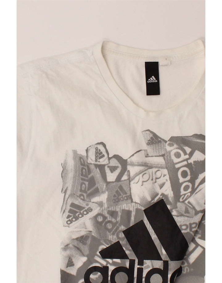 ADIDAS Mens Graphic T-Shirt Top Large White Vintage Adidas and Second-Hand Adidas from Messina Hembry 