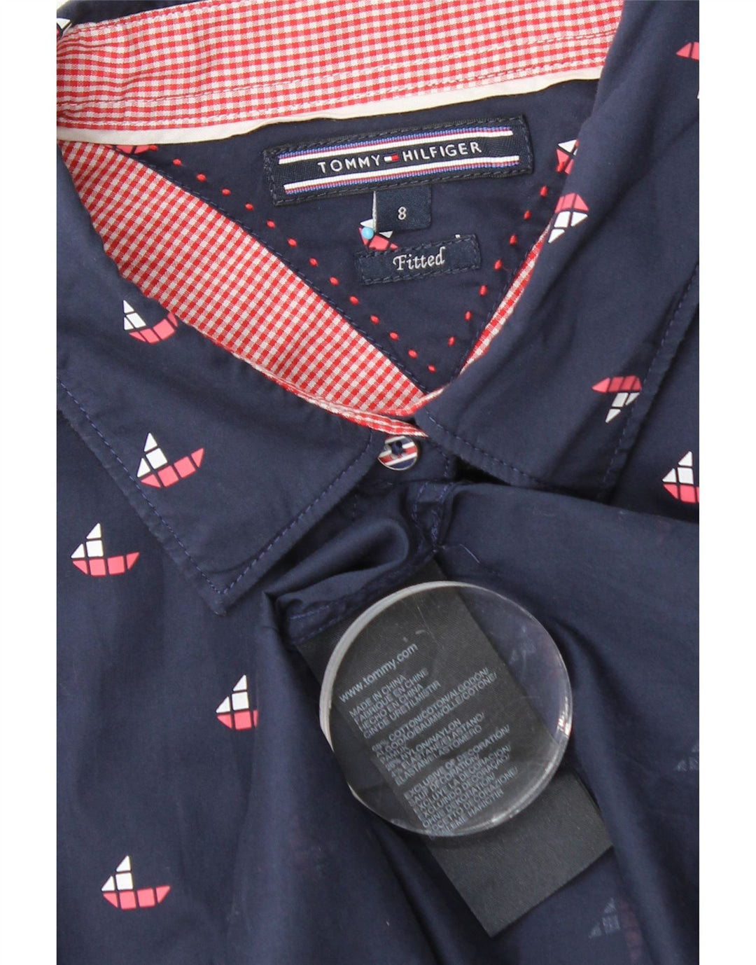 Γυναικείο πουκάμισο Tommy Hilfiger Fitted US 8 Medium Navy Blue Geometric Cotton