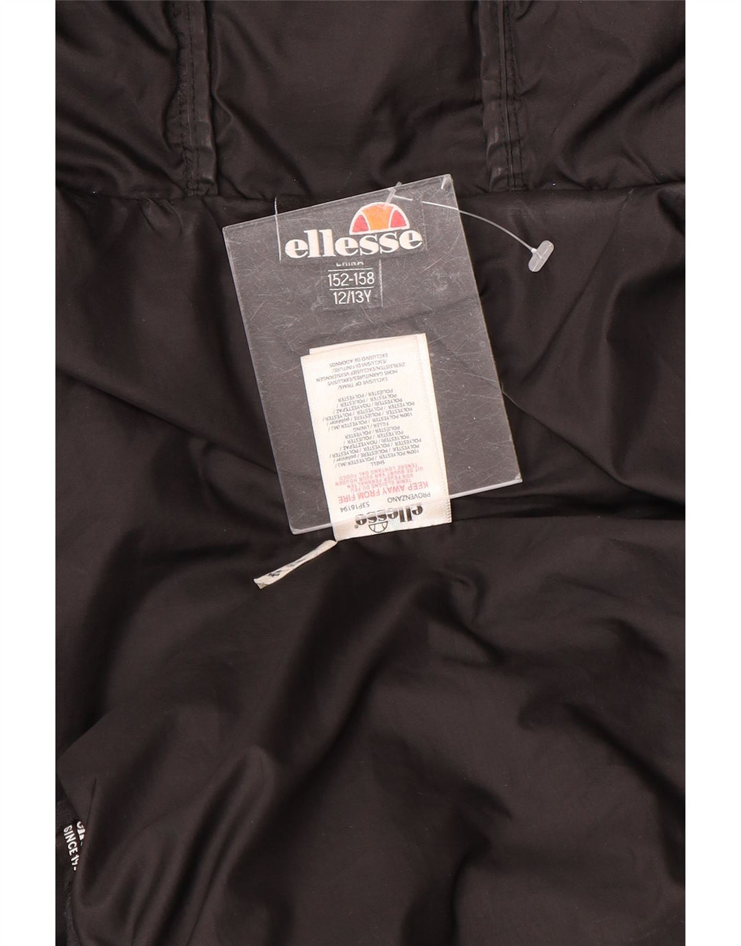 ELLESSE Boys Graphic Hooded Jacket 12-13 Years Black Polyester