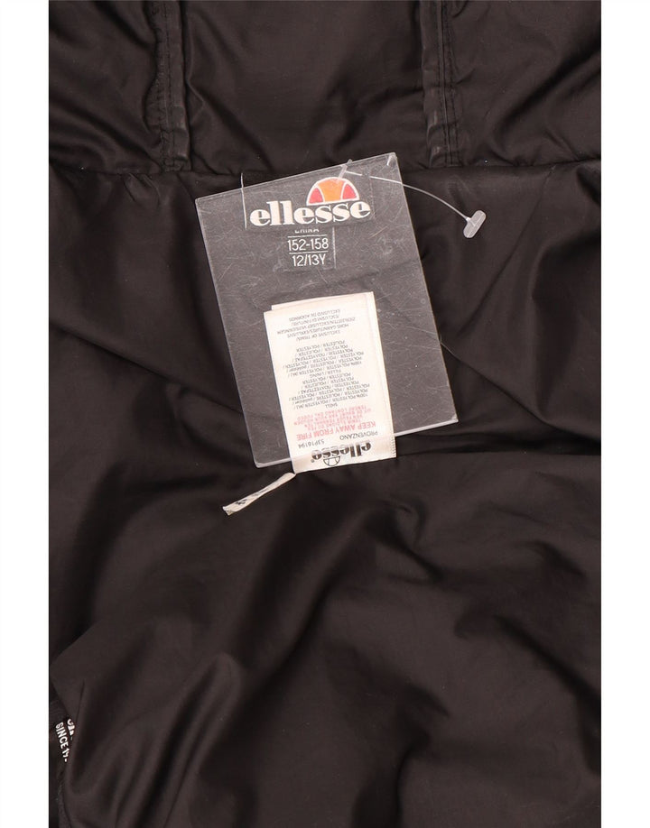 ELLESSE Boys Graphic Hooded Jacket 12-13 Years Black Polyester