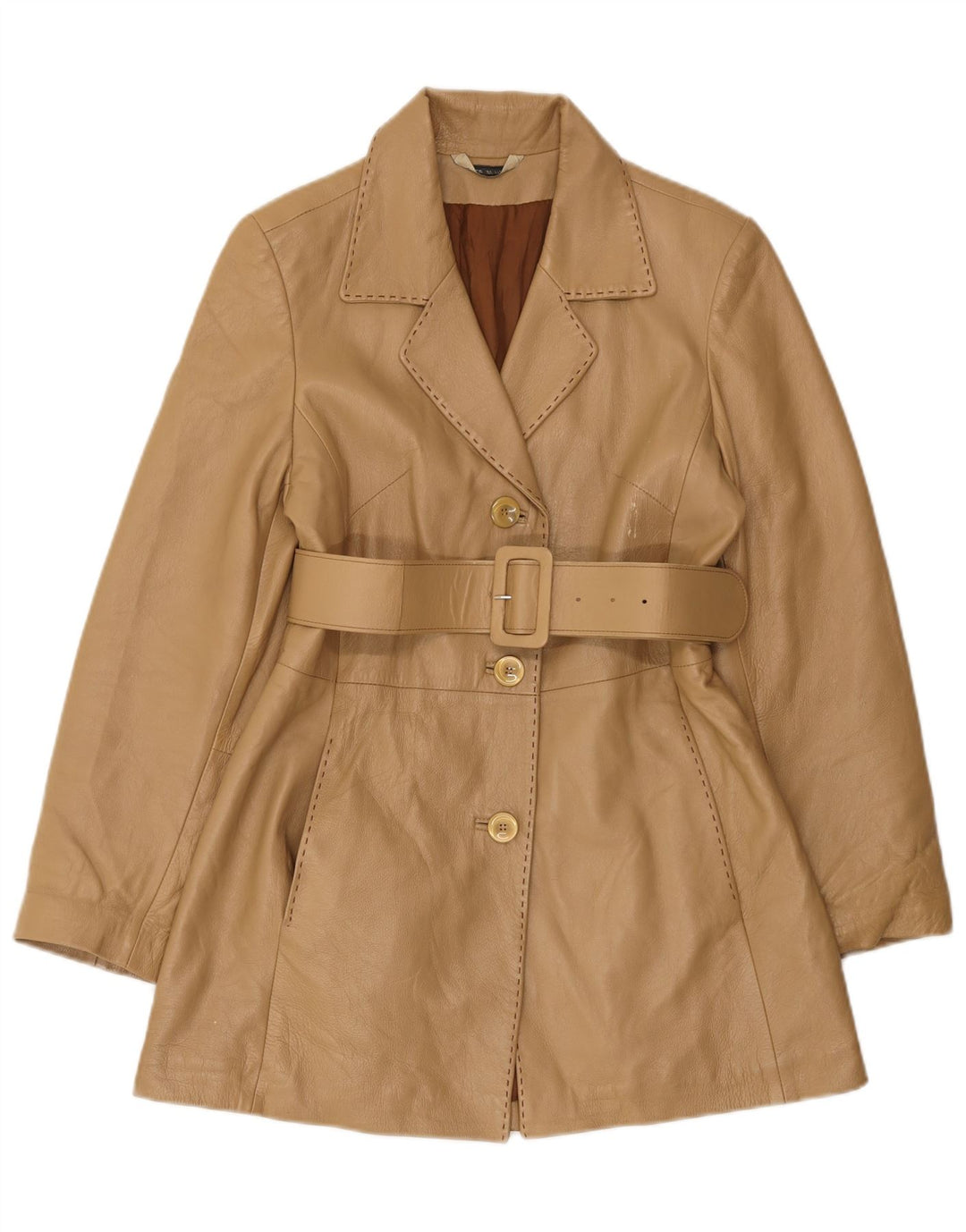 Vintage Γυναικείο Δερμάτινο Παλτό IT 44 Medium Beige