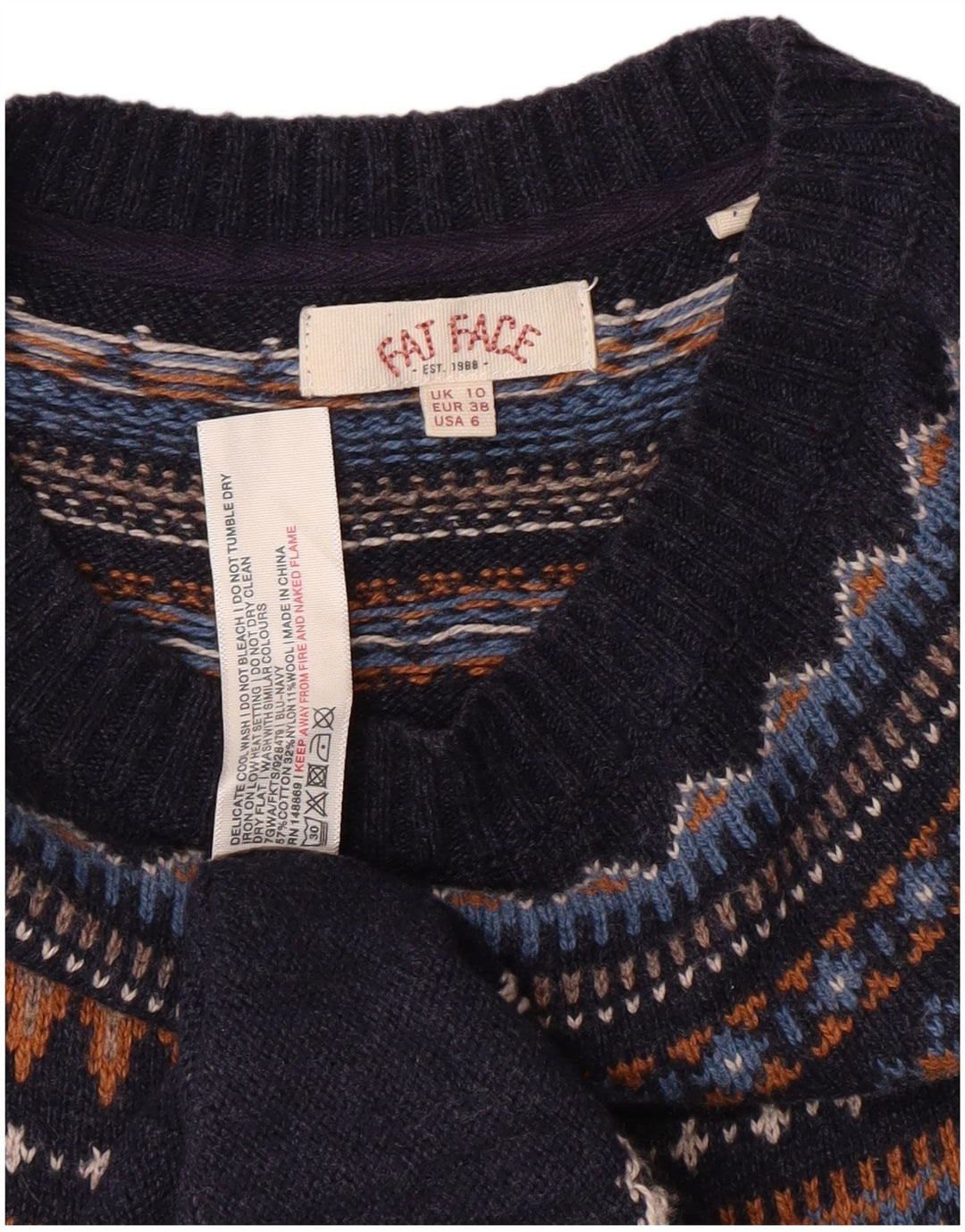 Γυναικείο φόρεμα άλτης FAT FACE UK 10 Small Navy Blue Fair Isle Cotton