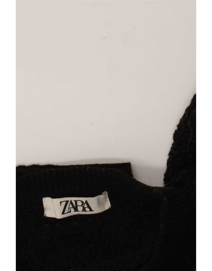 Zara Γυναικείο πουλόβερ με λαιμόκοψη Crop Crop UK 14 Medium Black