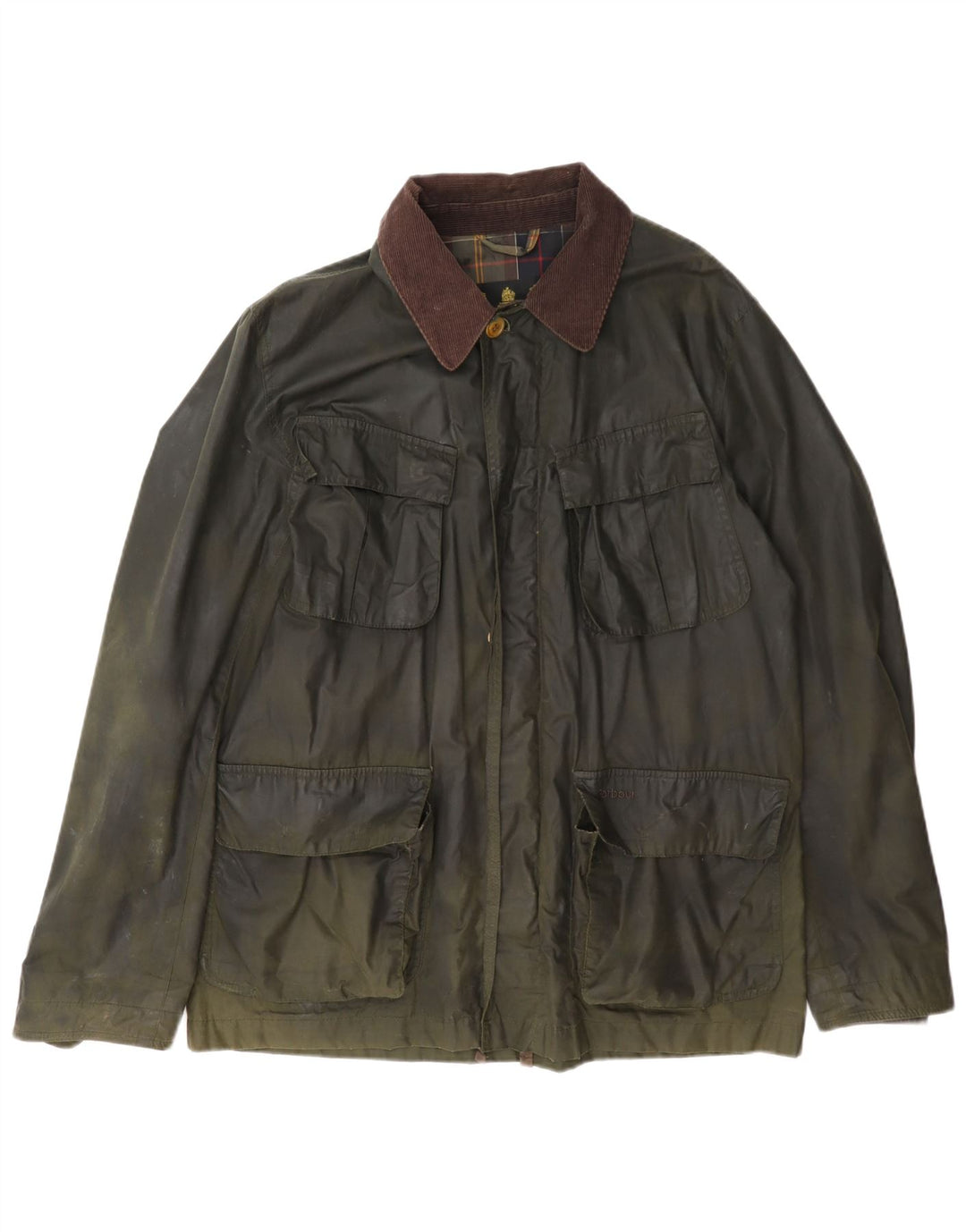 Barbour Ανδρικό κερωμένο βαμβακερό μπουφάν UK 40 Large Khaki Colourblock