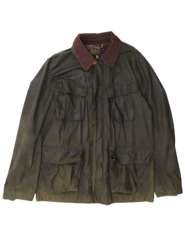 Barbour Ανδρικό κερωμένο βαμβακερό μπουφάν UK 40 Large Khaki Colourblock