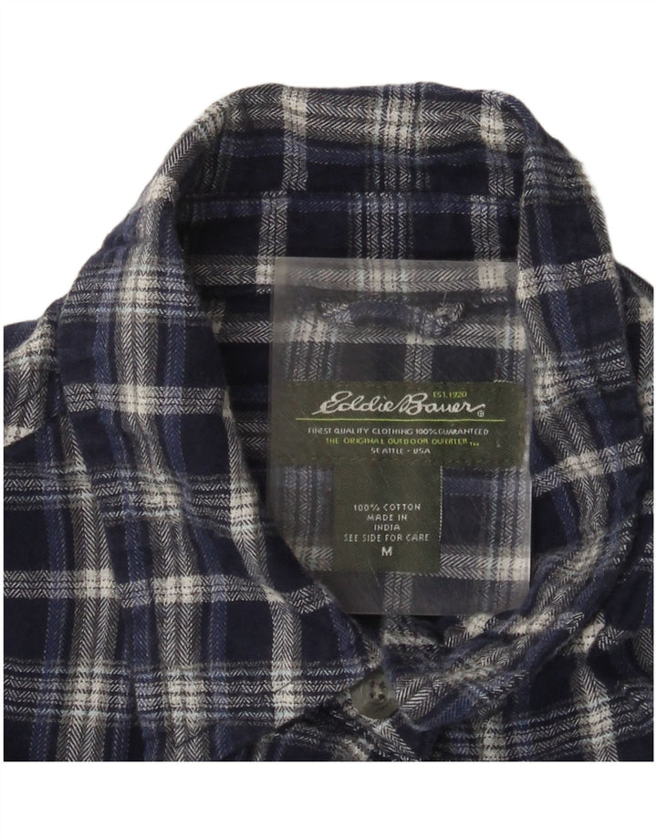 Eddie Bauer Γυναικείο Φανελένιο Πουκάμισο UK 14 Medium Navy Blue Check Cotton