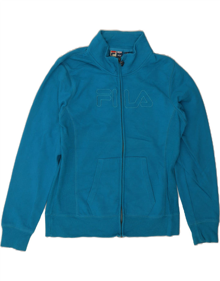 FILA Womens Graphic Tracksuit Top Jacket UK 14 Large Blue Cotton Vintage Fila and Second-Hand Fila from Messina Hembry 
