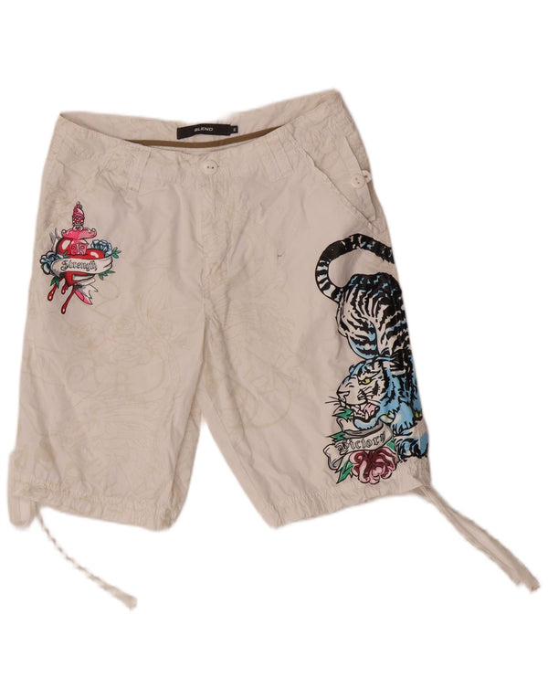 Ανδρικό γραφικό casual σορτς Desigual Small W30 Λευκό βαμβακερό ζωάκι