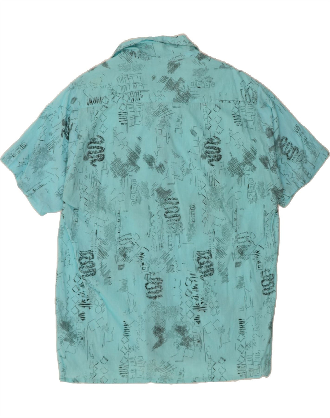 VINTAGE Mens Abstract Pattern Short Sleeve Shirt  Medium Blue Cotton Vintage Vintage and Second-Hand Vintage from Messina Hembry 