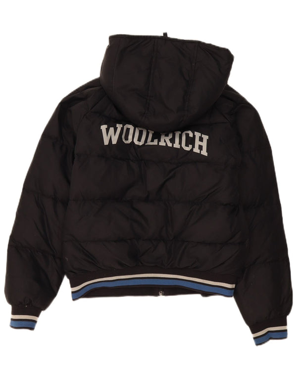 Woolrich Boys γραφικό μπουφάν με κουκούλα με επένδυση 11-12 ετών μαύρο νάιλον