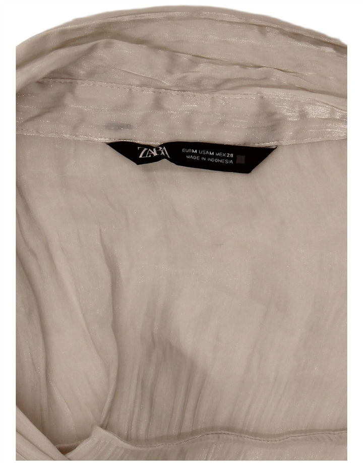 Zara Womens See Through Oversized πουκάμισο μπλούζα UK 14 Medium White