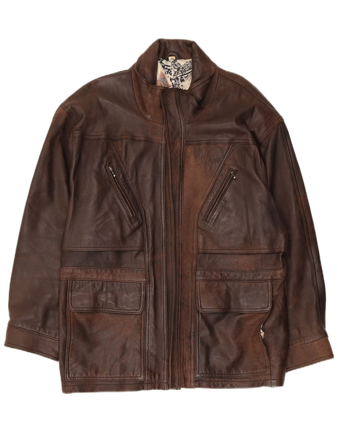 VINTAGE Ανδρικό Δερμάτινο Παλτό EU 50 Δερμάτινο Μεγάλο Καφέ