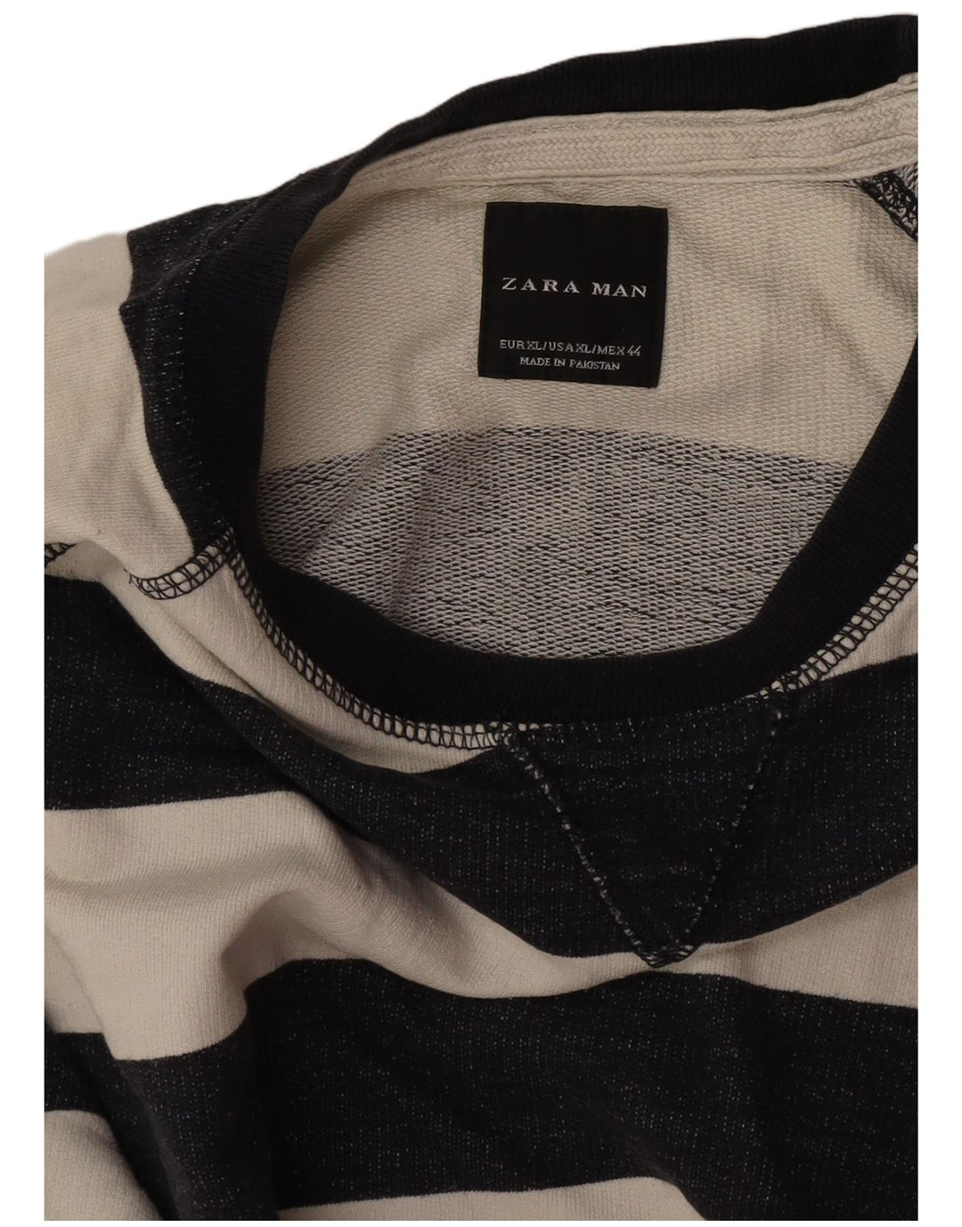 Zara Ανδρικό φούτερ Jumper XL Off White Ριγέ Βαμβακερό