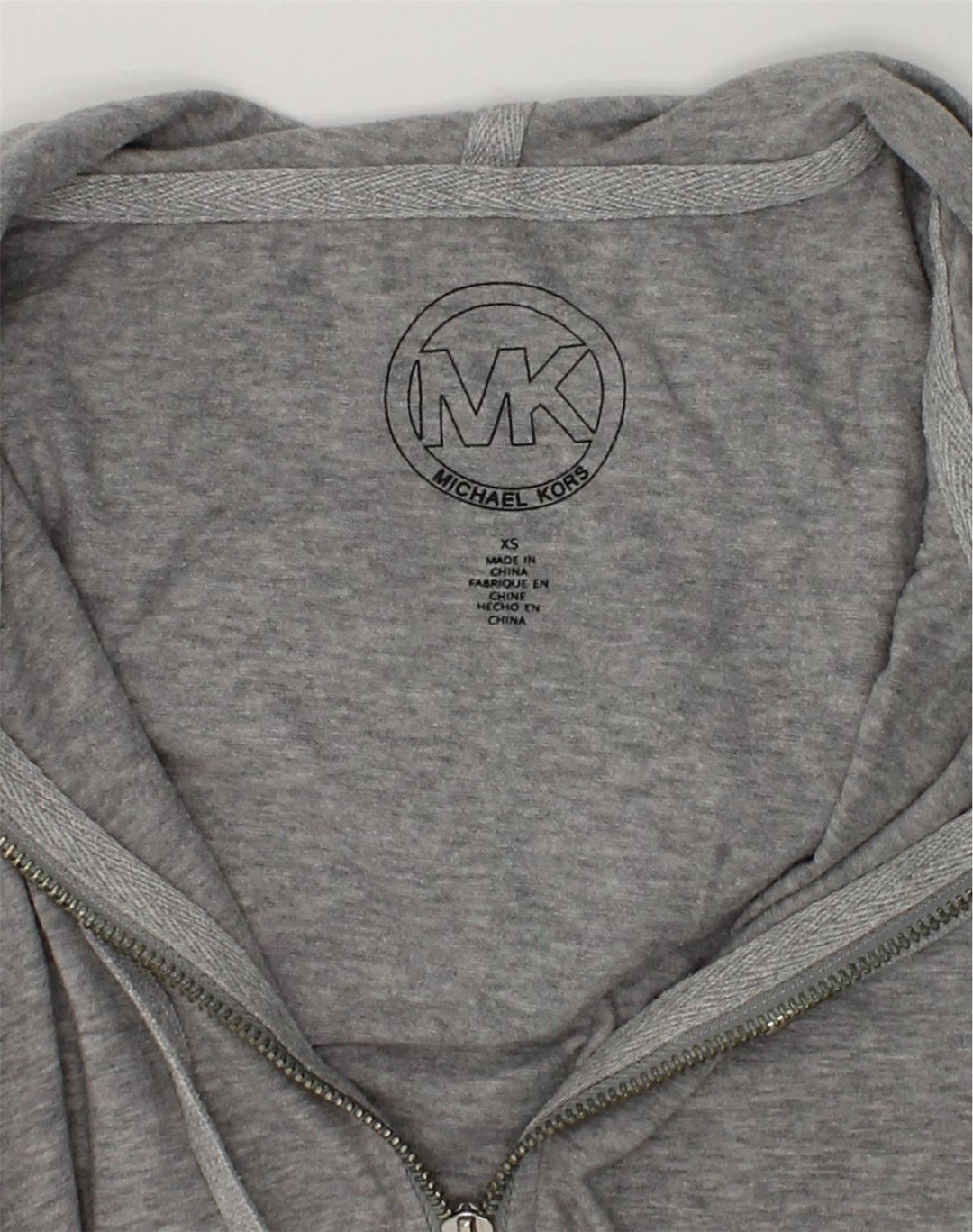 MICHAEL KORS Womens Zip Hoodie Sweater UK 6 XS Grey Cotton | Vintage Michael Kors | Thrift | Second-Hand Michael Kors | Used Clothing | Messina Hembry 