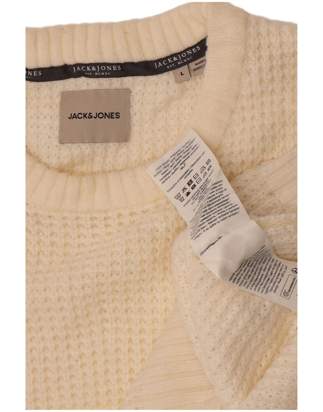 Jack & Jones Ανδρικό πουλόβερ με λαιμόκοψη μεγάλο λευκό ακρυλικό