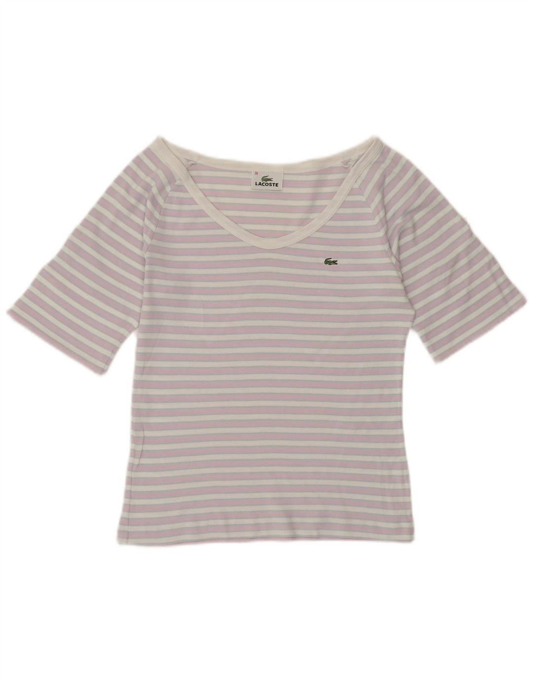 Γυναικείο μπλουζάκι LACOSTE Crop Off Shoulder Top EU 38 Medium Purple ριγέ