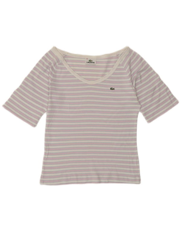 Γυναικείο μπλουζάκι LACOSTE Crop Off Shoulder Top EU 38 Medium Purple ριγέ