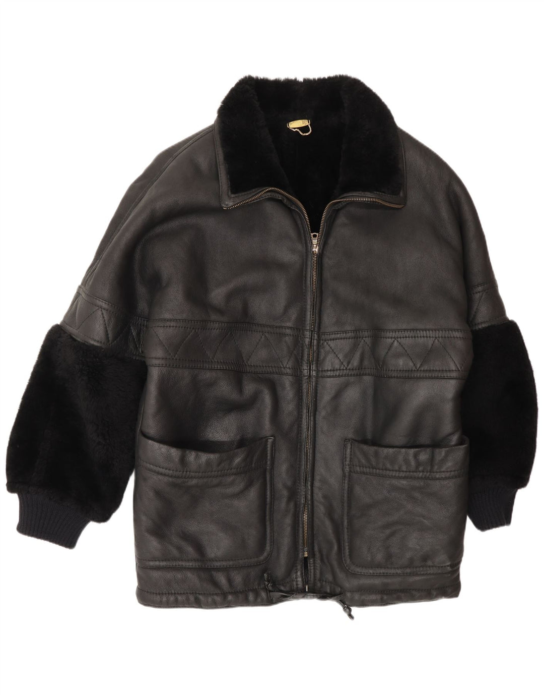 Vintage Ανδρικό Shearling Jacket UK 44 2XL Black Shearling