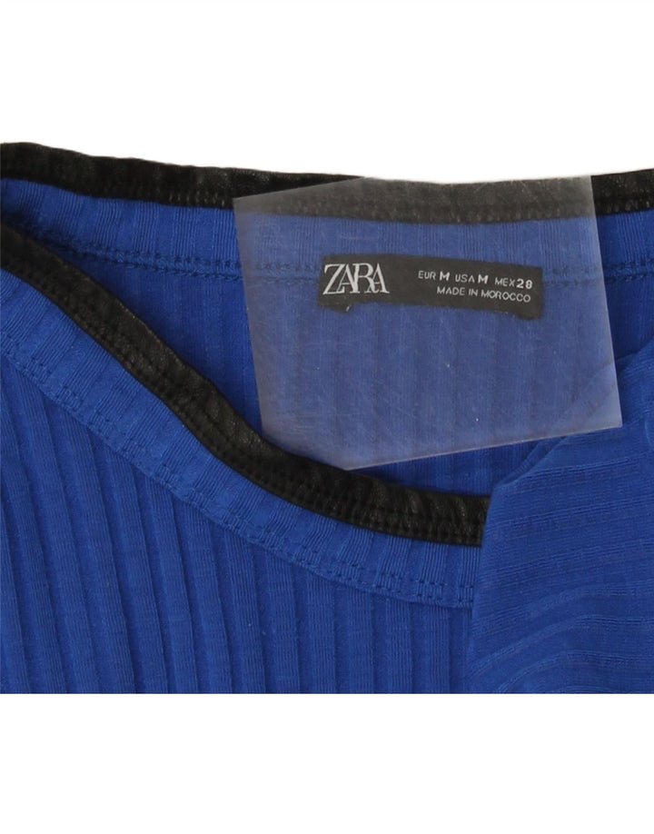 Zara Γυναικείο T-Shirt Top UK 12 Medium Blue