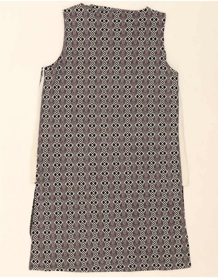 NEXT Womens Sleeveless Shift Dress UK 12 Medium  Grey Geometric Polyester Vintage Next and Second-Hand Next from Messina Hembry 