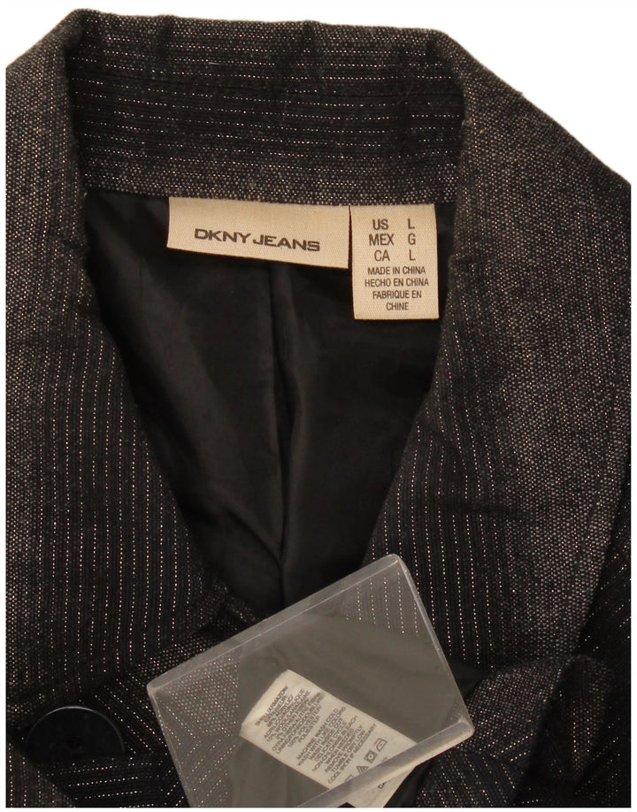 Dkny γυναικείο σακάκι με διπλό στήθος UK 16 Large Grey Chevron Acrylic