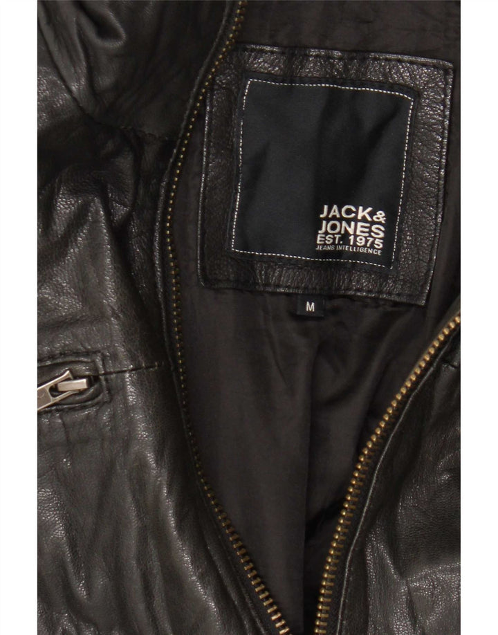Jack & Jones Ανδρικό Δερμάτινο Μπουφάν UK 38 Medium Black