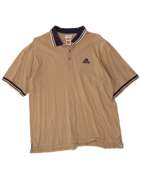 Ανδρικό μπλουζάκι ράγκμπι πόλο Adidas UK 40/42 μεσαίο μπεζ βαμβακερό ριγέ