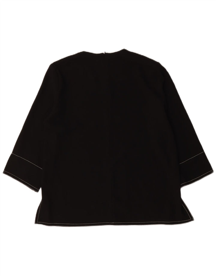 Zara Γυναικεία μπλούζα με 3/4 μανίκια Τοπ UK 16 Large Black Polyester