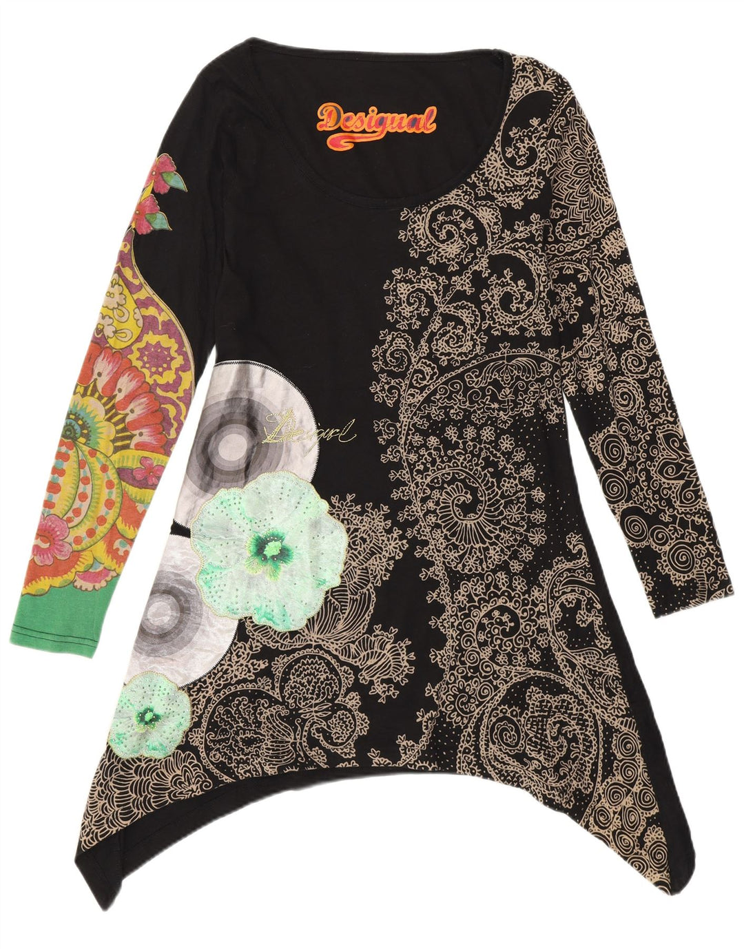 Γυναικείο Desigual Graphic Asymmetric Tunic Top 10 Small Black Floral