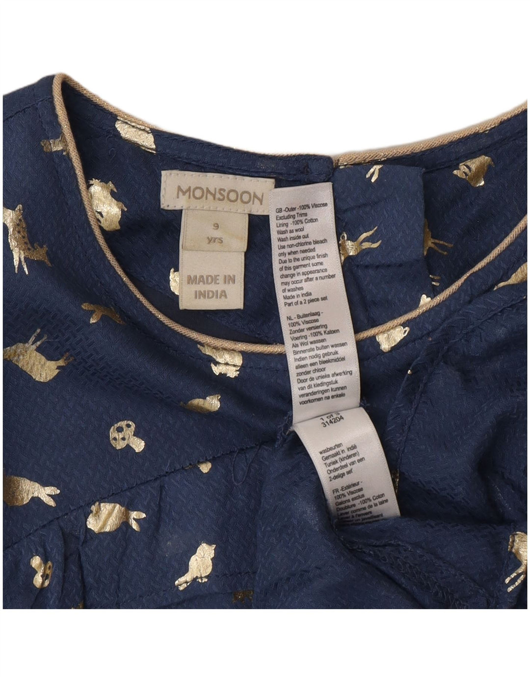 Mossimo Girls Αφηρημένο Μακρυμάνικο Φόρεμα A-Line 8-9 ετών Navy Blue