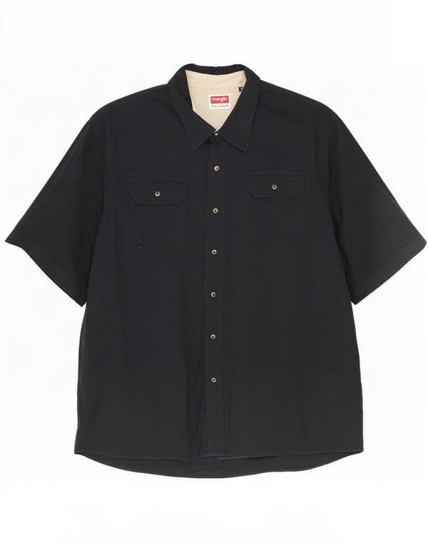Ανδρικό κοντομάνικο πουκάμισο Wrangler 3XL μαύρο βαμβακερό