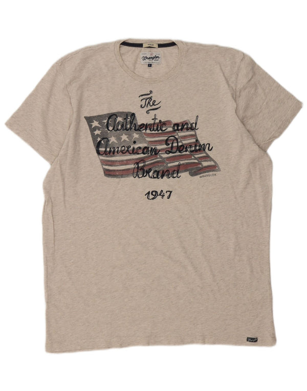 Ανδρικό T-Shirt κανονικό γραφικό Wrangler Top XL Μπεζ βαμβακερό