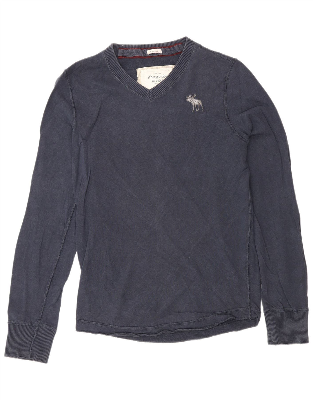 Abercrombie & Fitch Ανδρικό μακρυμάνικο μπλουζάκι με μεσαίο Navy Blue Classic