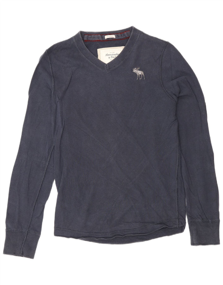 Abercrombie & Fitch Ανδρικό μακρυμάνικο μπλουζάκι με μεσαίο Navy Blue Classic