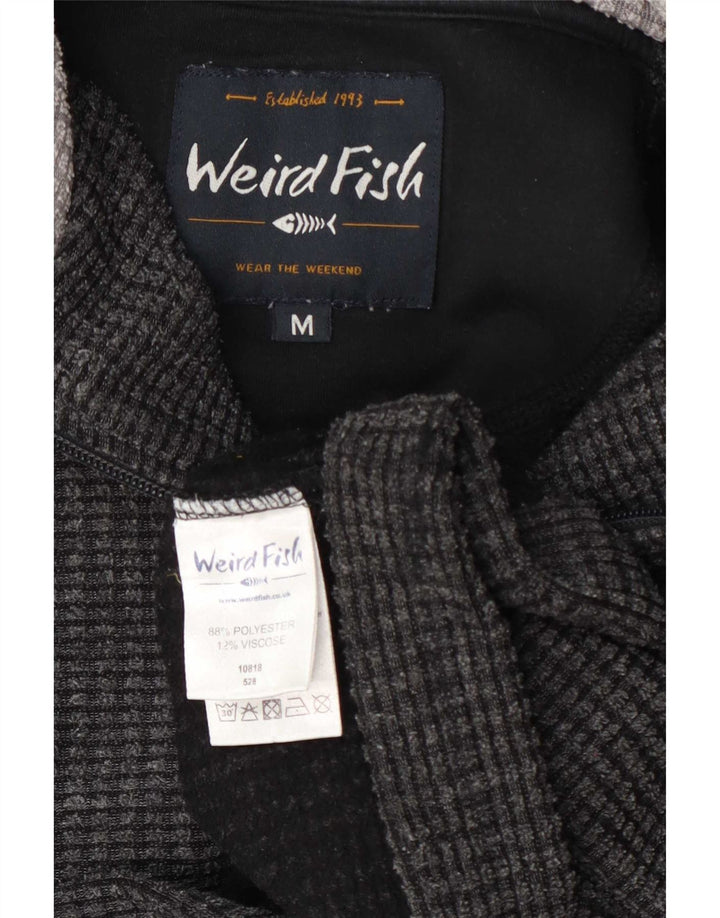 Weird Fish Mens Zip Fleece Jumper Medium Grey Colorblock Polyester