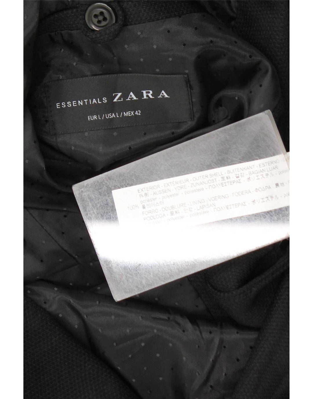 Zara Ανδρικό σακάκι blazer 2 κουμπιών UK 40 μεγάλο μαύρο πολυεστέρα