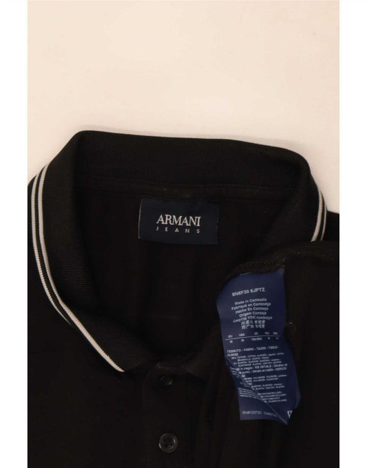 Armani Jeans Ανδρικό Πόλο Μπλουζάκι Μεσαίο Μαύρο ριγέ βαμβακερό