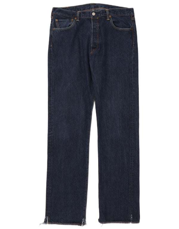 Levi's Mens 501 Straight Jeans W36 L36 Navy Blue Cotton