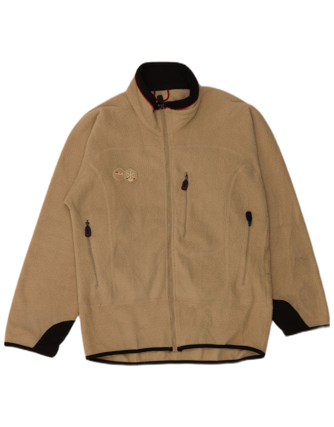 FILA Ανδρικό Fleece Jacket UK 36 Small Beige Colourblock Polyester