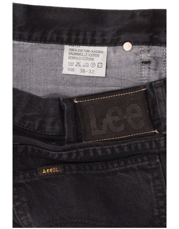 LEE Mens Kansas Straight Jeans W38 L32 Μαύρο βαμβακερό