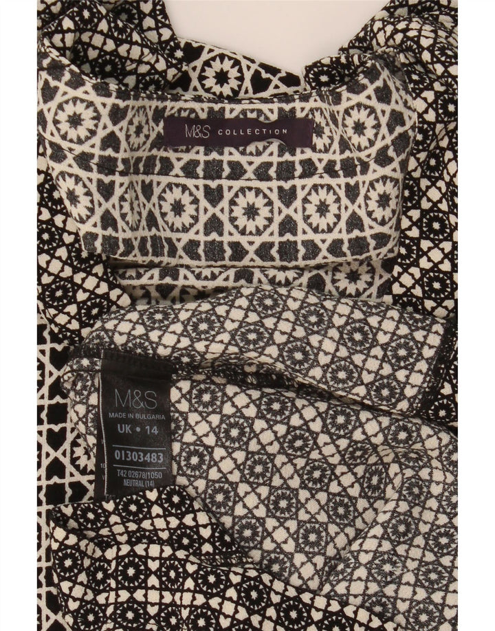 MARKS & SPENCER Γυναικείο φόρεμα Shift UK 14 Μεγάλη Μαύρη Γεωμετρική Βισκόζη