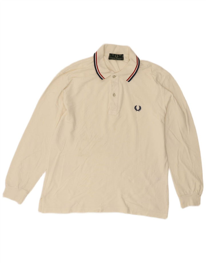 Fred Perry Ανδρικό μακρυμάνικο μπλουζάκι πόλο μικρό σε λευκό βαμβακερό