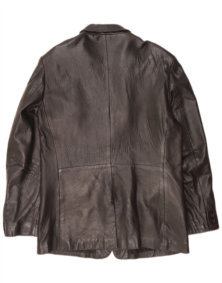 Ανδρικό δερμάτινο σακάκι 2 κουμπιών Mexx IT 52 XL Μαύρο Δερμάτινο