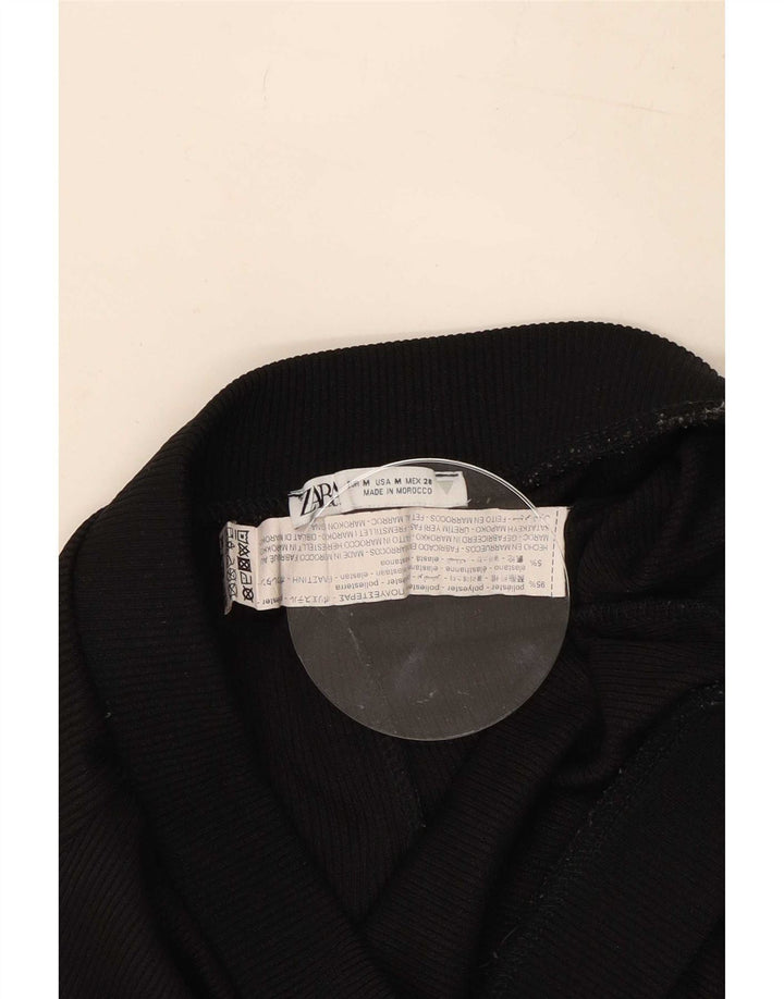 Zara Γυναικεία φόρμα Flare Παντελόνι UK 12 Medium Black Polyester