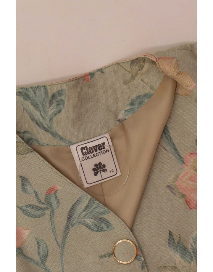 Clover Γυναικείο κοντομάνικο μπουφάν με 3 κουμπιά Blazer UK 12 Μεσαίο πράσινο φλοράλ