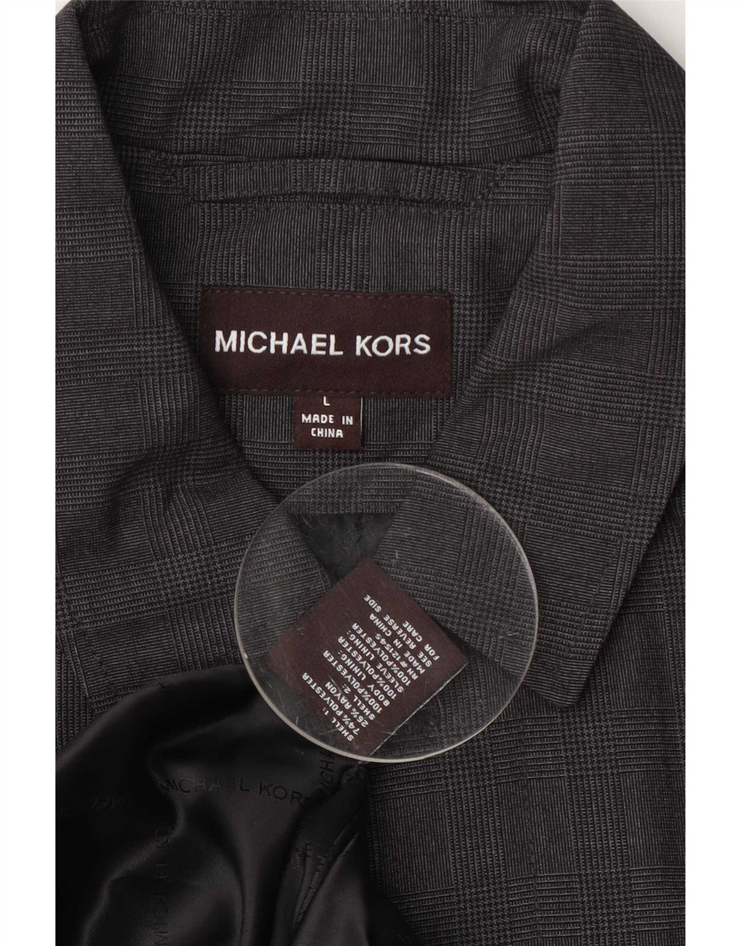 Michael Kors Ανδρικό πανωφόρι UK 40 Large Grey Check Polyester