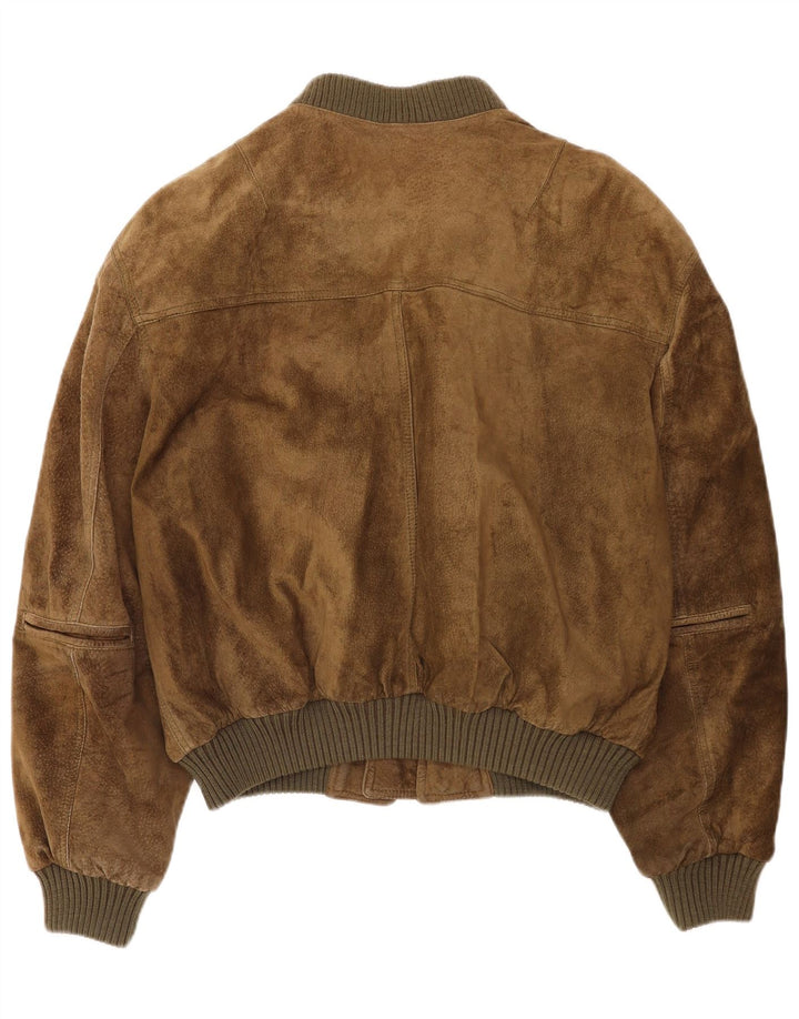 Pierre Cardin Ανδρικό Suede Bomber Jacket EU 52 XL Δερμάτινο Χακί