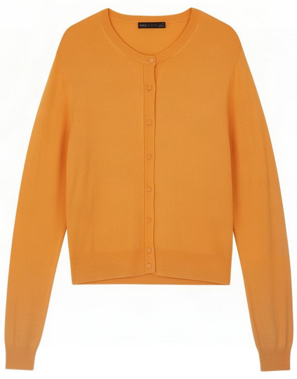 Marks & Spencer Γυναικεία ζακέτα πουλόβερ UK 14 Large Orange Viscose Classic