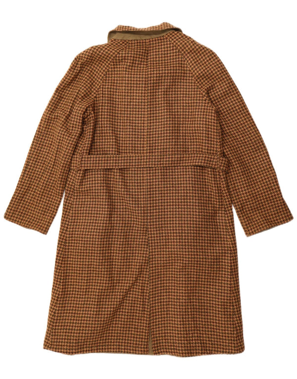 Vintage Womens Reversible Overcoat UK 14 Medium Brown Houndstooth