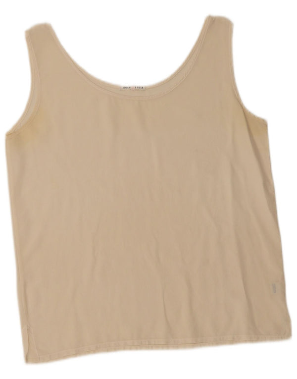Vintage Γυναικείο Crop Γιλέκο UK 14 Medium Beige Silk
